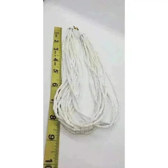 TRIFARI Multi-Strand Milk Glass Tube Beads Necklace Signed Rare Bead Shape VTG - Picture 8 of 8